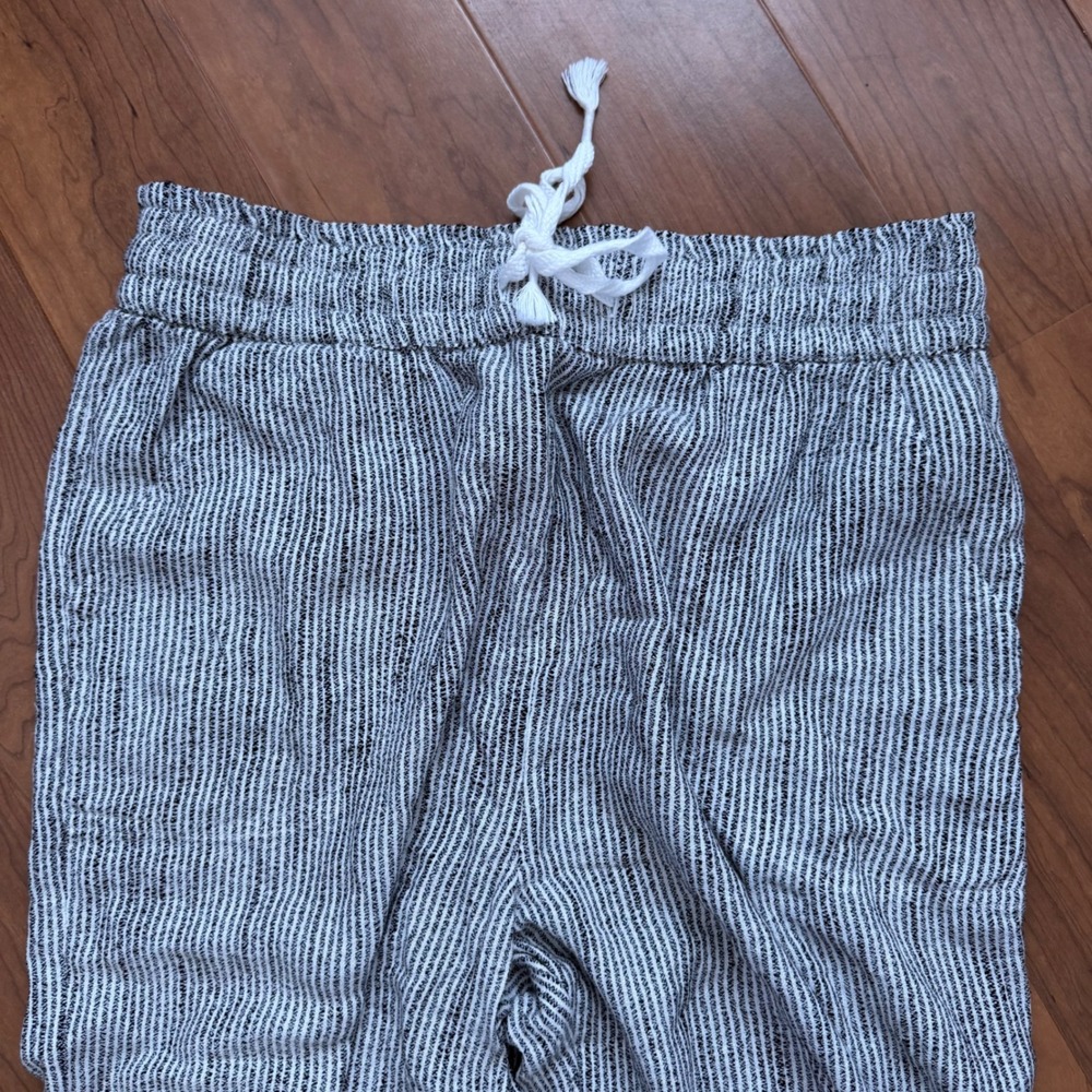 Aerie Womens Wide Leg Striped Beach Pants Black White Drawstring Raw Hem L NWT - Picture 2 of 11
